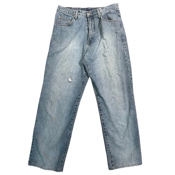 Vintage Z Cavaricci USA Made 100% Cotton Jeans Size 33 Light Wash Distressed - Picture 1 of 15
